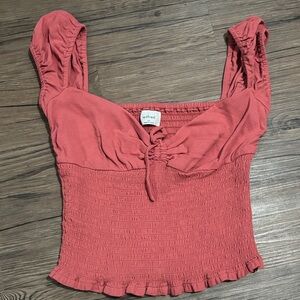 WILFRED Women's Ruched Coral Top XS PTP 14”